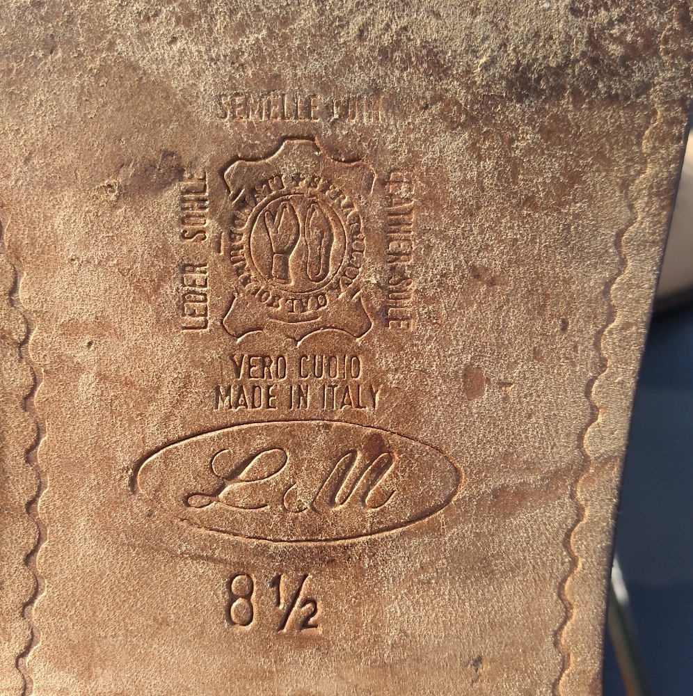 Men's L & M Shoes, Tan Leather Brogues, Wingtip, Size 8.5, Made in Italy - Picture 6 of 16
